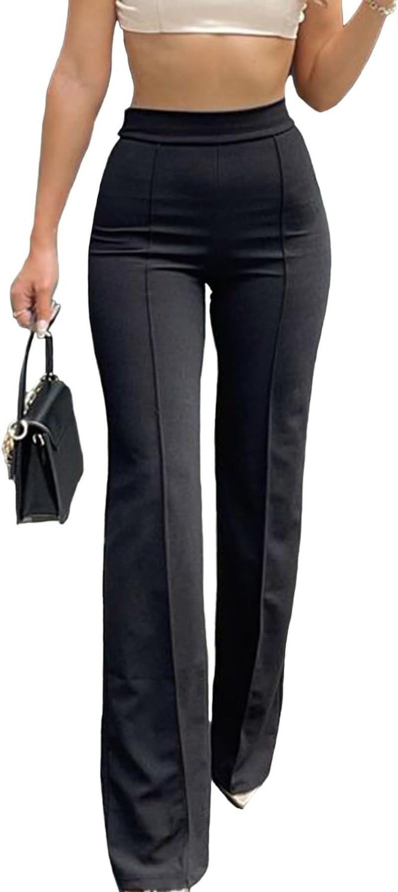 High Waisted Dress Pants for Women Bell Bottom Casual Pants Stretchy Flared Trousers